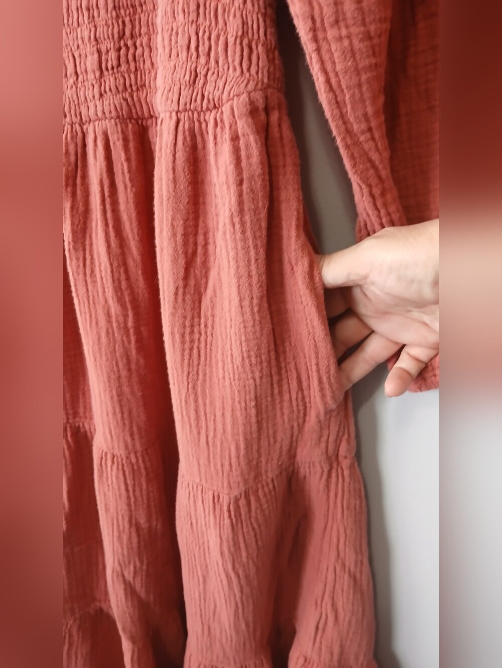 Midi Tiered Milkmaid Dress Womens Small Festival Cottagecore Boho Pockets - Picture 3 of 6